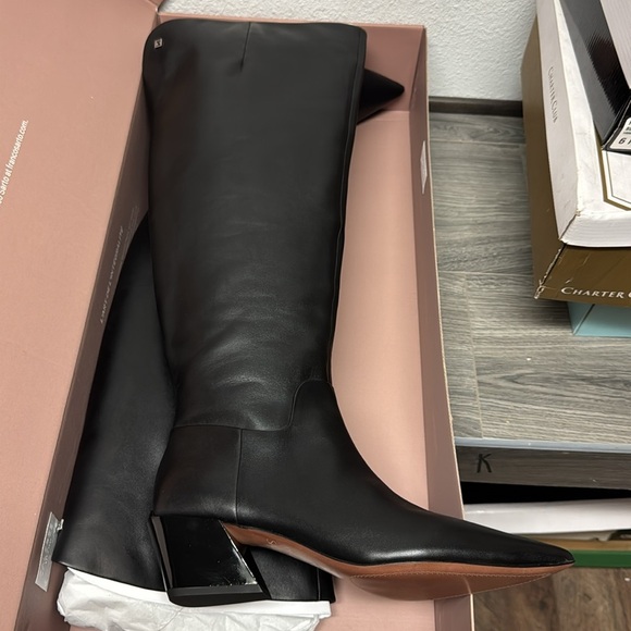 Franco Sarto Gwyn Knee High Boot In Black Leather (WIDE CALF) - Picture 2 of 11